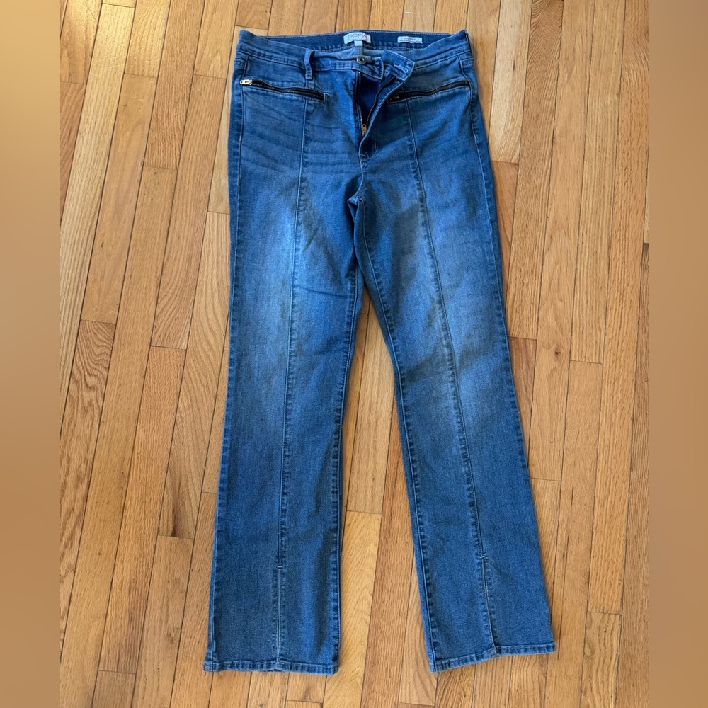 Sofia by Sofia Vergara Hi-Rise Skinny Kick Boot Blue Jeans